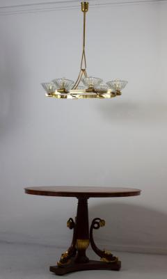 Ercole Barovier Art Deco Oval Shape Brass and Murano Glass Chandelier by Ercole Barovier 1940 - 3527069