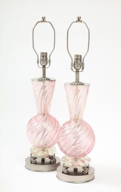 Ercole Barovier Barovier Pale Pink Murano Glass Lamps - 2491796