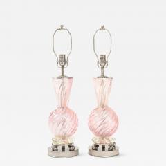 Ercole Barovier Barovier Pale Pink Murano Glass Lamps - 2494078