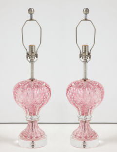 Ercole Barovier Barovier Pink Diamond Murano Glass Lamps - 1108884