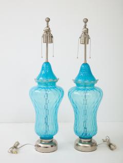 Ercole Barovier Barovier Sky Blue Murano Glass Lamps - 1136616