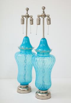 Ercole Barovier Barovier Sky Blue Murano Glass Lamps - 1136618