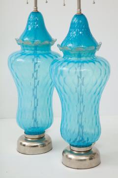 Ercole Barovier Barovier Sky Blue Murano Glass Lamps - 1136619