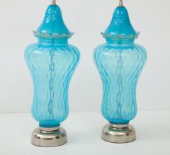Ercole Barovier Barovier Sky Blue Murano Glass Lamps - 1136620