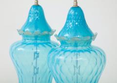 Ercole Barovier Barovier Sky Blue Murano Glass Lamps - 1136621
