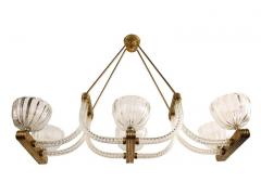 Ercole Barovier Elegant French Art Deco Chandelier in Brass and Braided Glass - 2809250