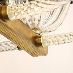 Ercole Barovier Elegant French Art Deco Chandelier in Brass and Braided Glass - 2809253