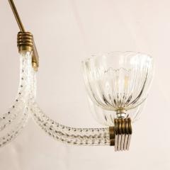 Ercole Barovier Elegant French Art Deco Chandelier in Brass and Braided Glass - 2809270