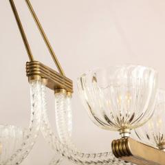 Ercole Barovier Elegant French Art Deco Chandelier in Brass and Braided Glass - 2809276