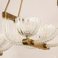 Ercole Barovier Elegant French Art Deco Chandelier in Brass and Braided Glass - 2809283