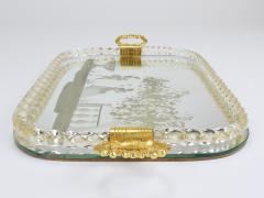 Ercole Barovier Ercole Barovier Swirl Murano Glass Mirror Serving Tray Venice 1940s - 4712319