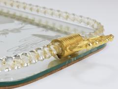 Ercole Barovier Ercole Barovier Swirl Murano Glass Mirror Serving Tray Venice 1940s - 4712320