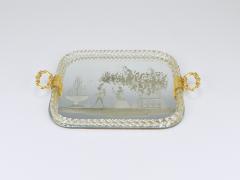Ercole Barovier Ercole Barovier Swirl Murano Glass Mirror Serving Tray Venice 1940s - 4712324