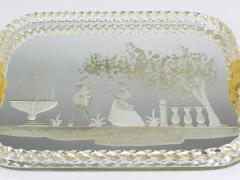 Ercole Barovier Ercole Barovier Swirl Murano Glass Mirror Serving Tray Venice 1940s - 4712328