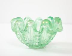 Ercole Barovier Green Iridescent A Grosse Costolature Clam Shell Glass Bowl by Ercole Barovier - 4509376