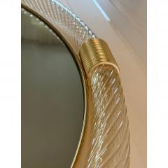 Ercole Barovier Luxury Round Torciglione Gold Murano Glass Wall Mirror in Barovier Style - 4735938