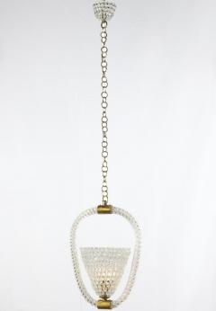 Ercole Barovier Pair of Art Deco Murano Glass and Brass Pendants or Lanterns by Ercole Barovier - 3177751