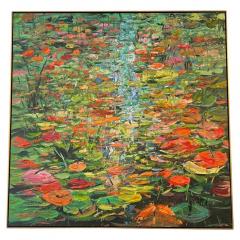 Eric Alfaro Contemporary Pond Garden Painting by Eric Alfaro titled Clear Waters  - 2871075