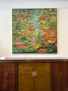 Eric Alfaro Contemporary Pond Garden Painting by Eric Alfaro titled Clear Waters  - 2871076