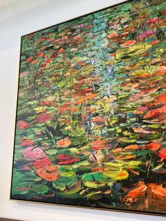 Eric Alfaro Contemporary Pond Garden Painting by Eric Alfaro titled Clear Waters  - 2871077