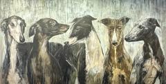 Eric Alfaro Galgos Greyhounds Impressive 10 Foot Long Painting by Eric Alfaro - 4620279