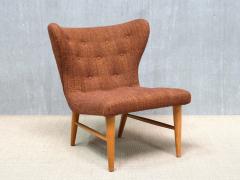 Eric Bertil Karl n Eric Bertil Karl n Lounge Chair in Ember Toned Upholstery and Elm Sweden 1940s - 4547500