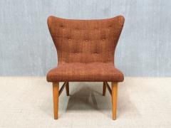 Eric Bertil Karl n Eric Bertil Karl n Lounge Chair in Ember Toned Upholstery and Elm Sweden 1940s - 4547501