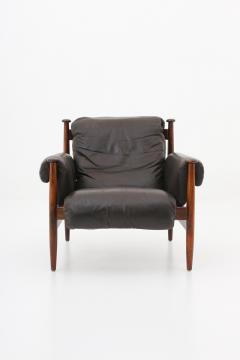 Eric Merthen Scandinavian Leather and Rosewood Lounge Chair Amiral by Eric Merthen - 1144091