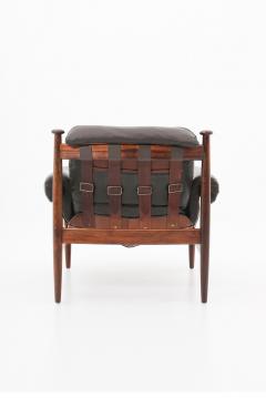 Eric Merthen Scandinavian Leather and Rosewood Lounge Chair Amiral by Eric Merthen - 1144094