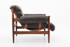 Eric Merthen Scandinavian Leather and Rosewood Lounge Chair Amiral by Eric Merthen - 1144095