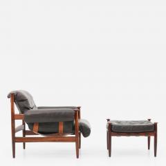 Eric Merthen Scandinavian Leather and Rosewood Lounge Chair Amiral by Eric Merthen - 1145372