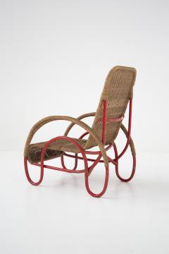 Erich Dieckmann Wicker and painted metal armchair in Bauhaus style - 3798096