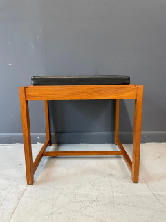 Erik Buch 1960s Danish Teak Black Vinyl Teak Flip Top Stool by Erik Buch - 2606828