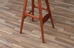 Erik Buch Danish Modern Teak Tan Leather Bar Stools by Erik Buch - 3641355