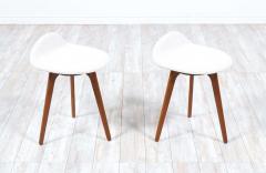 Erik Buch Danish Modern Teak Wool Boucle Stools by Erik Buch - 2252379