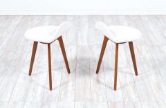 Erik Buch Danish Modern Teak Wool Boucle Stools by Erik Buch - 2252380