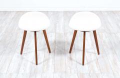 Erik Buch Danish Modern Teak Wool Boucle Stools by Erik Buch - 2252381