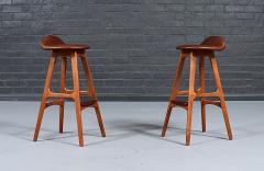 Erik Buch Erik Buch Teak Cognac Leather Bar Stools for Oddense Maskinsnedkeri - 4819074