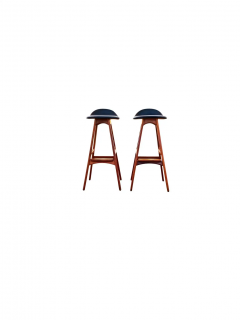 Erik Buch Erik Buck or Buch Oddense Maskinsnedkeri A S Danish Pair Rosewood Leather Stools - 2547673