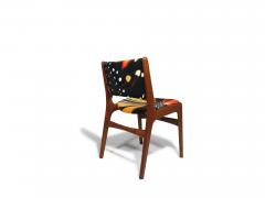 Erik Buch Mid century Erik Buck Danish Teak Dining Chairs in Abstract Velvet Print - 4487281