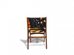 Erik Buch Mid century Erik Buck Danish Teak Dining Chairs in Abstract Velvet Print - 4487283