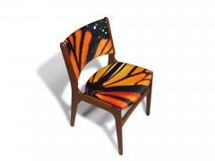 Erik Buch Mid century Erik Buck Danish Teak Dining Chairs in Abstract Velvet Print - 4487284