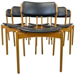 Erik Buch Midcentury Teak Oak Leather Dining Chairs Erik Buch OD49 Denmark 1960s - 2277084