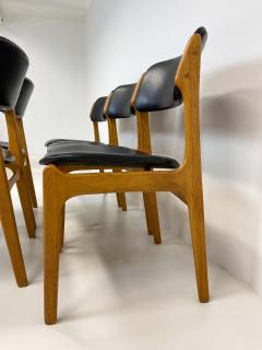 Erik Buch Midcentury Teak Oak Leather Dining Chairs Erik Buch OD49 Denmark 1960s - 2277120