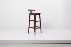 Erik Buch Set of 3 Wood and Leather Barstools by Erik Buch for Dyrlund - 1439870
