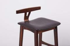 Erik Buch Set of 3 Wood and Leather Barstools by Erik Buch for Dyrlund - 1439871