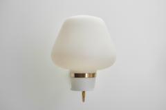 Erik Gunnar Asplund Opaline Glass and Brass Wall Lamps by Erik Gunnar Asplund for ASEA Sweden 1940s - 3450287