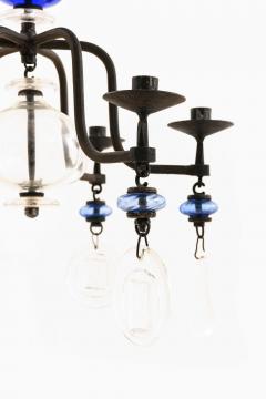 Erik H glund Erik H glund Candelabra in Glass and Wrought Iron by Boda Glasbruk 1970s - 4645769