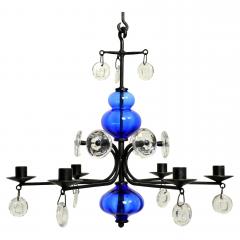 Erik H glund Erik H glund Candelabra in Glass and Wrought Iron by Boda Glasbruk 1970s - 4645774
