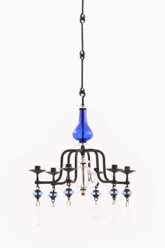 Erik H glund Erik H glund Candelabra in Glass and Wrought Iron by Boda Glasbruk 1970s - 4648390